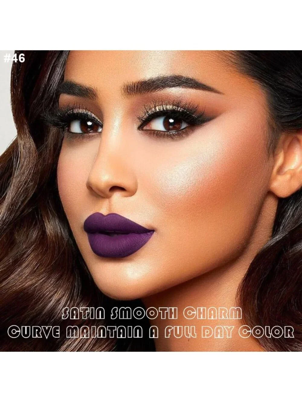 DNM 46# Dark Purple 2Pcs 24H Long-Lasting Matte Liquid Lipstick and Lip Liner